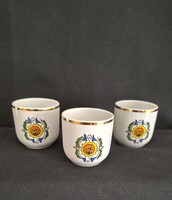 Retro Hollóházi porcelán pálinkás pohár / kupica szett (3 db) – Hibátlan!