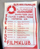 Retro Mozi Plakát ELTE Kisz Filmklub-Honvéd Mozi '80-as Évek