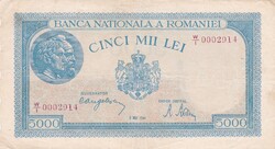 5.000   Lei  1944   Románia A képen látható Állapotban