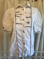 MEICO - HÍMZETT - CSIPKÉS - BLÚZ -  mell - 96 cm - hossz - 62 cm - PAMUTVÁSZON  - HIBÁTLAN