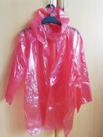 Retro piros esőkabát gyerek méret kb 10 év puha nylon