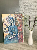 Darmo Éva: Perzsa Madonna – Lenyűgöző kortárs olaj festmény 100 x 70 cm.
