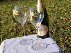 Set of two vintage Perrier Jouet Belle Epoque Champagne glasses - 41cl