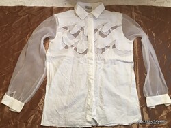 BOUTIQE BY ELEGANCE S.A PARIS - FRANCIA BLÚZ - mell - 98 cm - hossz - 66 cm - PAMUTVÁSZON
