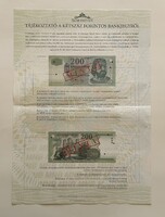 1998-as 200 Forint Bevezető, ismertető plakát - Hivatalos MNB kiadás - 30x42 cm / hajtott állapotban