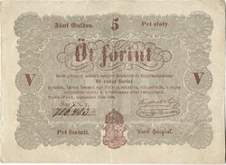 5 forint 1848 Kossuth bankó barna betűk