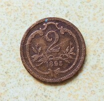 1895 2 Heller Fillér Ferenc József Ritka Évszám.
