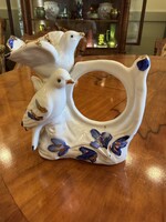 Két madaras aranyozott kézzel festett porcelán óratok 12cm mag - 101-15