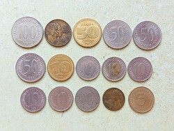 Jugoszlávia 15 db Különböző Érme 5 10 50 100 Dínár 1955-1992