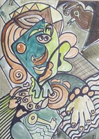 Szürrealista kortárs akvarell.
