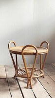 Vintage rattan kisasztal - Japán, 1970-es évek