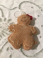 KARÁCSONYFADÍSZ - TEXTIL - 13 x 9 x 3 cm - MÉZESKALÁCS BABA  KISLÁNY - RETRO - HIBÁTLAN