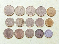 Jugoszlávia 15 db Különböző Érme 1 2 Dínár 1953-2002