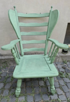 Vintage rusztikus kandallószék / zöld fa karosszék
