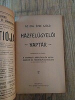 1914. évre szóló házfelügyelői naptár, papírrégiség, korabeli reklámokkal, hirdetésekkel