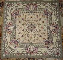Antik szövött asztalterítő 129x127 cm, textil