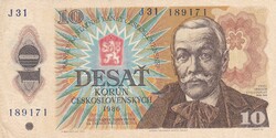 10  Korona  1986  Csehszlovákia  A képen látható állapotban