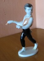Régi retro Hollóházi Ludas Matyi libatolvaj fiú porcelán figura 1970-es évek
