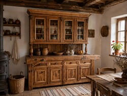 Sideboard with Rustic Trough, Made from Reclaimed Material