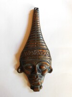 Bronz fali maszk - afrikai törzsi fej 32.5 cm