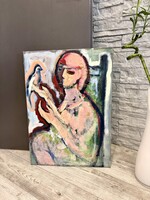 Darmo Éva: Dream weaver (Álom szövő) – Eredeti olajfestmény / 70x50 cm.