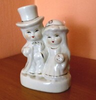 Régi retro porcelán esküvői pár figura  menyasszony és vőlegény  12 cm 1970-s évek