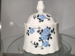 BAVARIA - 1980 év - PORCELÁN - CUKORTARTÓ - KÉK RÓZSA - 12 x 10 cm
