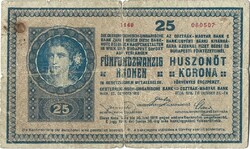 25 korona kronen 1918 apróbetűs sorozatszám osztrák kiadás Talpas 1-es 2.