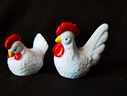 Tyúk és kakas alakú porcelán só és borsszóró