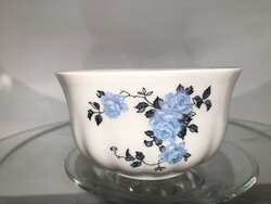 BAVARIA - 1980 év - PORCELÁN - CUKORTARTÓ - KÉK RÓZSA - 11,5 x 6,5 cm