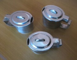 Régi retró rozsdamentes acél Inox 18/10 fedeles tejkiöntő  kiöntő  3 db 1970-s évekből 0,3 l
