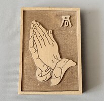 Vintage fa falikép - Albrecht Dürer: Imádkozó kezek (9x12,5 cm)