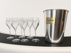 CHAMPAGNE CLUB - DEUTZ Champagne Ajándékszett – Jégveder és 6 Kristálypohár (16cl)