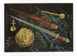 MAGYAR KORONÁZÁSI JELVÉNYEK - Korona, Jogar, Országalma, Kard és hüvelye, postatiszta képeslap,1978.