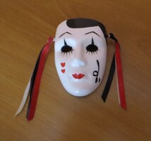 Régi retro kerámia  velencei  karneváli Pierrot maszk fali dekoráció 11 cm 1980-90-es évek