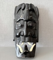 Vintage japán fali maszk (Oni / Noh démon) – 25x13 cm