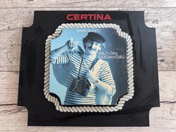 Ritka kétoldalas CERTINA Swiss Quartz festett fa kirakati reklámtábla – retro órásüzleti dekoráció