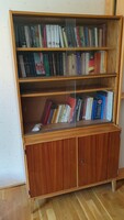 Retro mid-century modern könyvszekrény / üveges vitrin szép állapotban