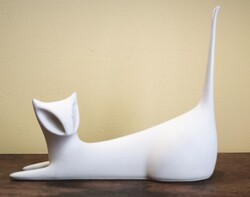Royal Dux retro mcm fehér porcelán  macska – Mid-Century Modern / Brüsszeli stílus jaroslav jezek