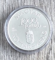 1995-ös 1000 forintos emlékérme, "Régi Dunai Hajók" - Hableány gőzhajó