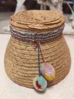 Szalma kalap gyermek mérete. mag.12cm  belső átmérője 16 cm gyönyörű hibátlan állapotban