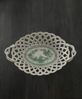 Herendi áttört kosár - Indiai kosár minta  - 33x22 cm - Jelezve - Hibátlan