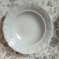 Zöld pajzspecsétes Zsolnay fehér inda mintás mély tányér 24 cm