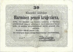 30 harmincz harminc pengő krajczárra krajcárra 1849 Kossuth bankó csillagos 2.
