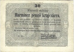 30 harmincz harminc pengő krajczárra krajcárra 1849 Kossuth bankó nem csillagos 2.