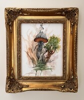 Betyárok – szürrealista fantasy organikus akvarell három misztikus alak fantasy karakterek