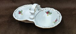 Zsolnay virágmintás, füllel ellátott porcelán sótartó / fűszertartó
