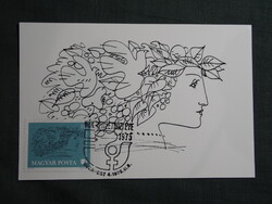 Képeslap,CM,bélyeg,alkalmi bélyegzés,1 db,Nők nemzetközi éve,Kass János grafika,1975-