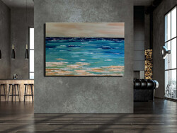 JMModernAbstract: BY THE SEA 100X70 cm-es absztrakt kortárs festmény feszített vásznon