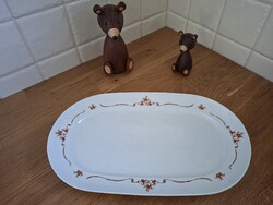 Alföldi Porcelán csipkebogyós, csipkebogyó mintás, hecsedlis ovális pecsenyés kínáló tál, sültes tál